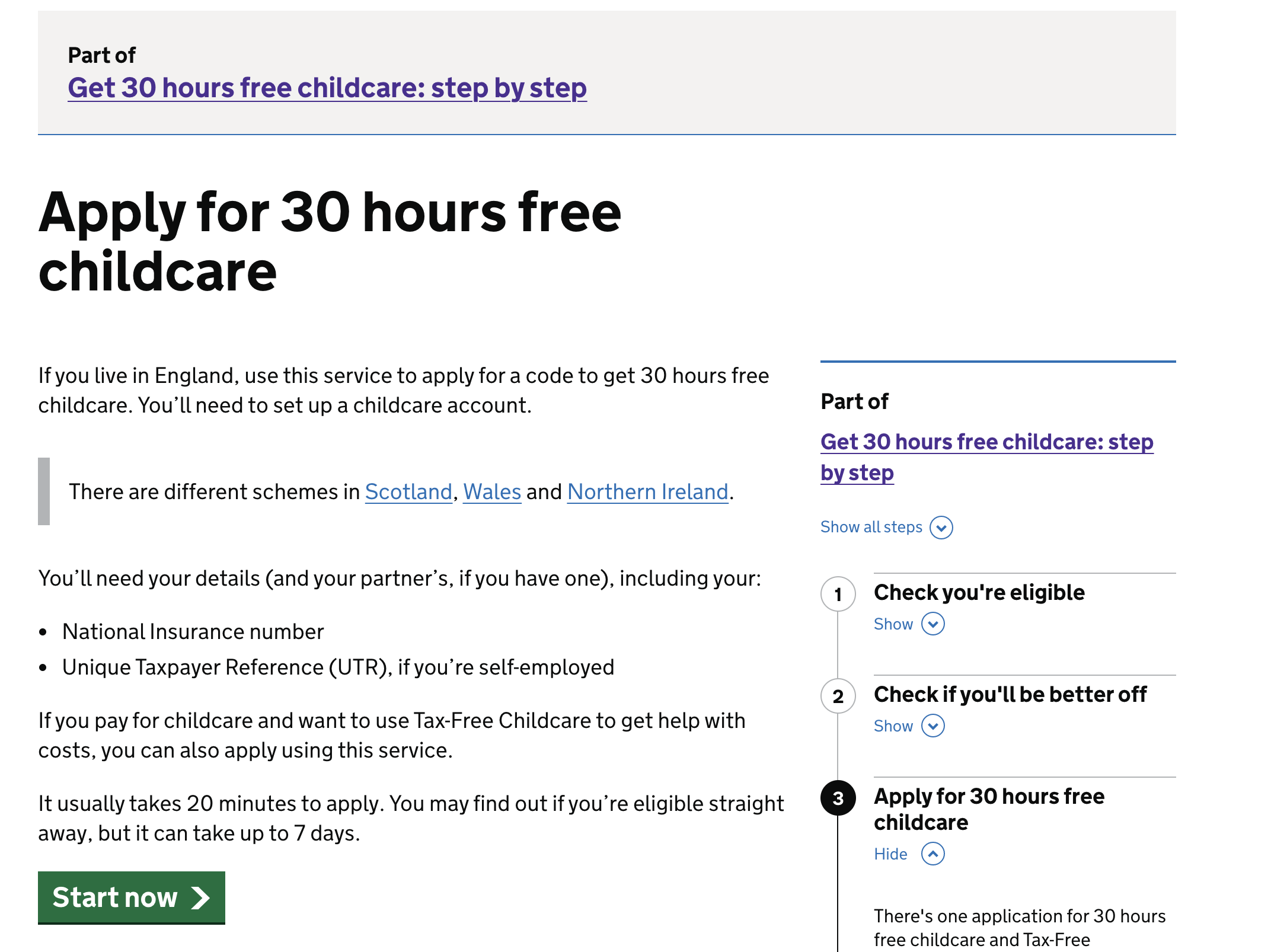 This website is where parents can apply for entitlement. Screengrab took from the official government website. Access the website via: https://www.gov.uk/apply-30-hours-free-childcare